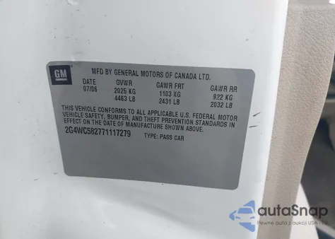 2007 Buick Lacrosse Cx из США, поврежденный, VIN 2G4WC582771117279